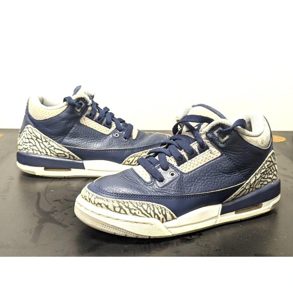Nike Air Jordan Retro 3 GS Georgetown Sneakers Shoes Blue 398614-401 Youth 5.5Y